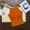 Top regata sexy estilo europeu e americano de garota popular com decote halter e clavícula à mostra, tecido escovado de outono, tendência popular online, top camisola
