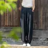 002 Pantalones Estilo Chino Algodón Lino Modernos Casual Pierna Ancha Verano Nuevos Pantalones de Mujer Pierna Recta Pantalones Linterna Simples Versátiles