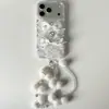 Design de laço tridimensional de renda, adequado para capa de celular Apple 18 Pro Max, estilo corrente iPhone 17, design simples, para meninas