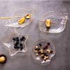 Procesamiento Personalizado de Plato de Vidrio Transparente con Borde Dorado, Juego de Vajilla Irregular, Plato para Frutas, Plato para Snacks y Postres