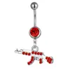 Pistola de perforación corporal para ombligo europea y americana, joya con colgante geométrico pequeño en forma de pistola, anillo para el ombligo, clavo para el ombligo incrustado con diamante, anillo para el ombligo, clavo para el ombligo