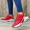 Tamanho Grande 2026 Novo Estilo Europeu e Americano Tênis Esportivo Casual para Mulheres, Salto Plataforma Fly-Knit, Bico Redondo, Cadarço, Malha Respirável Sapatos Femininos