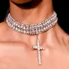 Collar Colgante de Cruz Punk de Moda Transfronterizo Europeo y Americano Más Vendido para Mujer, Gargantilla de Pedrería Multicapa, Accesorio de Moda Personalizado