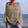 Nueva Camisa Sexy de Punto Hueco con Protección Solar 2026, Ropa de Punto para Vacaciones para Mujer, Top Cover-Up de Playa para Primavera y Verano