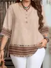 Ropa para Mujer Tallas Grandes 2026 Transfronteriza Amazon Primavera, Verano y Otoño Patrón Retro Botón Frontal Camisa Casual