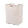 Cesta de ropa sucia de algodón y lino, cesto de ropa sucia para el hogar, cesta de lavandería de tela plegable y portátil, cesta de almacenamiento impermeable para dormitorio y baño con asa de madera