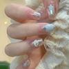 Adesivos de Unhas Artificiais Wearable Xiaohongshu, Unhas Postiças Estilo Francês Color-Blocking com Flores, Unhas Wearable Removíveis, Serviço Transfronteiriço