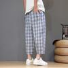 Pantalones 2025 para hombre estilo chino verano nuevos a cuadros Harlan pantalones capri modernos para hombre casuales de pierna ancha pantalones de playa al por mayor