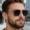 [Personalizado] Gafas de Sol Cuadradas de Moda Europeas y Americanas para Hombre, Gafas de Sol Retro con Doble Puente para Protección Solar al Aire Libre para Hombre, Venta al por Mayor Transfronteriza