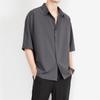 Camisa de Seda Helada de Verano para Hombre Estilo Hong Kong Holgada Casual Drapeada Manga Corta Talla Grande Camisa de Hombre al Por Mayor