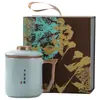 Juego de Tazas de Regalo de Horno Ru, Taza de Té Estilo Chino para Oficina con Colador de Té, Taza con Filtro de Agua, Regalo Promocional