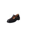 Couro de vaca estilo universitário Mary Jane Sapatos de couro pequenos 2024 outono novo salto médio grosso cabeça redonda couro completo oco sapatos de camada única para mulheres