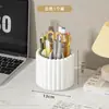 Porta-lápices de almacenamiento de artículos de tocador para el hogar, tubo de almacenamiento para cosméticos, caja de almacenamiento giratoria a prueba de polvo para cuidado de la piel para tocador