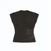 Nuevo top dulce estilo Harajuku coreano para mujer, cuello en V cruzado, manga larga, entallado a la cintura, camiseta básica versátil para mujer