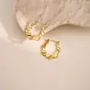 Nuevos Pendientes Sólidos de Acero Inoxidable Martillado Irregular Geométrico, Simples y Versátiles, Tornillos para Oreja Chapados en Oro de 18K