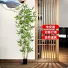 Biombo divisor de bambú falso, decoración interior de bambú, pared decorativa, paisajismo, decoración exterior, plantas de bambú en maceta, plantas verdes densas