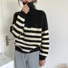 Suéter Rayado de Cuello Alto con Cremallera para Mujer Otoño 2026, Estilo Japonés Suave y Relajado, Cárdigan de Punto Versátil Coreano para Primavera