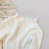 [en stock] suéter para niña invierno nuevo bebé estilo occidental camisa básica suéter de encaje de cuello redondo para niños