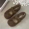 Sapatos Peludos Estilo Fada para Mulheres, Novos Sapatos Mary Jane Outono e Inverno 2026 com Laço, Sapatos Quentes de Algodão com Forro de Lã