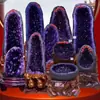 Ornamento de Caverna de Ametista Natural Ovos de Dinossauro Brasileiros Saco de Dinheiro Uruguaio Pedra Bruta Desmagnetizadora Presente para Escritório Nova Casa