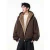 Chaqueta de Lona Reversible Acolchada de Felpa y Algodón para Hombre, Temporada de Otoño e Invierno, Abrigo de Algodón Cálido y Resistente al Frío, Chaqueta con Capucha para Pareja