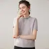 Otoño e Invierno Nuevo Cuello Redondo Combinación de Colores Grueso Trenzado Cuello Redondo Color Puro Punto de Cachemira Prendas de Punto para Mujer Tejido de Punto de Cinco Cuartos