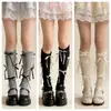 Meias Empilhadas com Vários Laços, Meias Finas de Verão Estilo Ballet para Panturrilha, Meias JK de Cano Médio Lolita, Estilo Fino de Verão