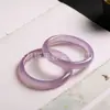 Pulseira Redonda de Calcedônia Violeta Gelo, Pulseira Fina Redonda de Ágata Roxa Gelo Lisa, Em Estoque Atacado