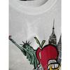 26 Nuevo Estilo de Principios de Primavera Algodón Lino Sensación de Piel Lavado con Enzimas de Aire Estilo Americano Ilustración de Nueva York Camisa de Cuello Redondo Manga Corta Oversize