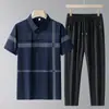 Conjunto Nuevo de Polo de Verano para Hombre Día del Padre Seda de Hielo Manga Corta Pantalón Largo Conjunto de Dos Piezas Ropa Deportiva Casual para Papá