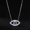 Collar con Colgante Ojo de Ángel Azul de Plata de Ley S925 Transfronterizo Europeo y Americano Lujo Ligero Retro Navidad Collar de Moissanita