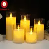 Lámpara de vela electrónica led cubierta de plástico cubierta de vidrio taza integrada buscar atmósfera romántica de boda lámpara de llama oscilante
