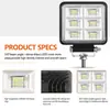 Luz de Trabajo LED Cuadrada de 4 Pulgadas y 48 Luces, Campo de Visión Amplio, Foco para Vehículo Todoterreno de 6 Posiciones 144W, Luz para Vehículo de Ingeniería, Luz para Vehículo Modificado