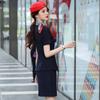 Traje profesional de verano de manga corta, vestido elegante de moda para mujer, vestido de herramientas, ropa de trabajo para salón de belleza, traje de mujer