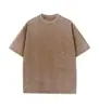 Camiseta de algodón puro de peso pesado de 230 g, lavada y desgastada, estilo vintage transfronterizo, talla grande, corte holgado, hombros caídos, estilo europeo y americano, manga corta