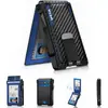Portatarjetas al por mayor de comercio exterior con patrón de fibra de carbono, ventana para identificación, tarjetero magnético, múltiples ranuras para tarjetas, RFID antirrobo, billetera para hombre