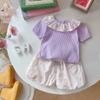 Conjunto de Verão para Meninas 2025 Novo Verão Infantil Bebê Menina Verão Fino Manga Curta Shorts Conjunto de Duas Peças Tendência Entrega
