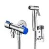 Conjunto de Pistola de Spray para Banheiro e Vaso Sanitário em Aço Inoxidável, Bidê Feminino, Bico de Aumento de Pressão, Descarga para Vaso Sanitário sem Furo