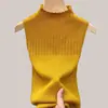 Suéter Tricotado de Novo Estilo para Mulheres, Gola Camisa Fina de Verão, Top Elástico, Gola Falsa sem Manga, Roupa Externa Feminina, Modelagem Justa, Atacado Transfronteiriço