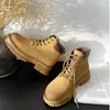 Botas Martin para Mujer 2026 Nuevo Estilo Británico Retro Versátiles Botas Amarillas de Suela Gruesa Botas de Senderismo de Moda con Suela Gruesa que Aumentan la Altura