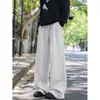 Calça esportiva larga de perna larga estilo americano, com bordados de verão, resistente, calça de moletom da moda para homens, calça casual de perna reta com bom caimento