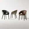 Mesa e cadeiras de jantar simples e modernas de luxo leve para sala de jantar de casa, designer minimalista italiano, com encosto