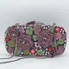 Bolsa de Cena Flor de Rosa Diamante Bolsa de Vestir Completamente de Metal Bolso de Mano para Banquetes Europeo y Americano Cartera Clutch