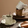 Platillo para Taza de Café Plegado de Fábrica Taza de Cerámica Fina de Alta Calidad Diseño para Mujer Sentido del Diseño Nicho Taza de Leche Taza para Beber