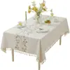 Toalha de Mesa Bordada de Algodão e Linho de Alta Qualidade Floral à Prova d'Água para Mesa de Jantar Simples Moderna para Mesa de Centro Capa de Mesa