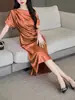 Nuevo Estilo Real Frío Hermana Elegante Gama Alta Exquisito Diseño de Hombro Vestido de Ácido Acético para Mujer Verano de Gama Alta