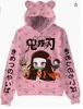Sudadera con Capucha Nueva para Niños con Orejas de Gato Impresión 3D para Hombres y Mujeres Novedad del Mundo de la Animación
