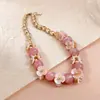 Collar de flor de cuentas acrílicas estilo vacacional transfronterizo europeo y americano, cadena para la clavícula bohemia, accesorio dulce y elegante para mujer