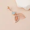 En stock Venta Caliente Piercing Corporal Humano Anillo para Ombligo Borla de Hojas Diamante Hebilla para Ombligo Moda Personalizada Estilo Europeo y Americano Hebilla para Ombligo