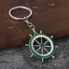 Venta Caliente Transfronteriza Joyería Estilo Europeo Americano Coreano Estilo Marino Combinación de Ancla y Timón Llavero Colgante Azul y Blanco